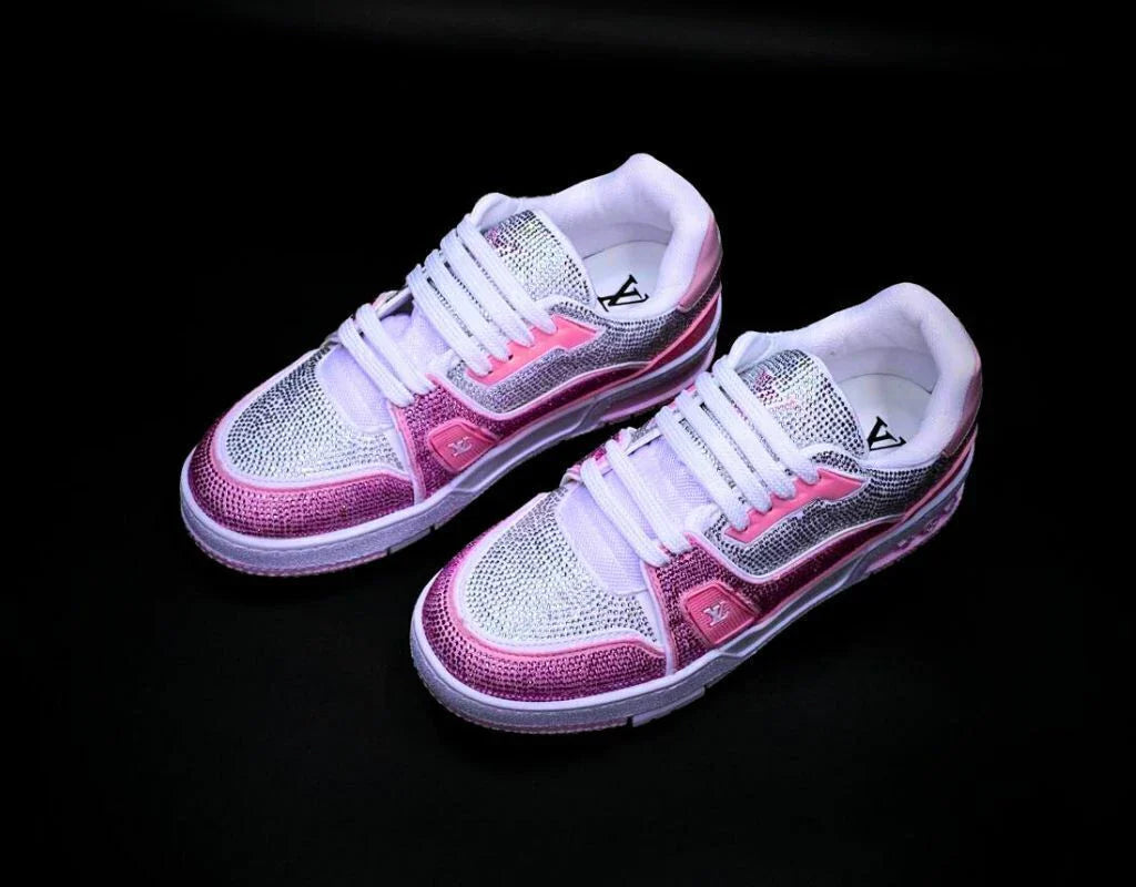 Louis Vuitton Trainer Pink White Crystales