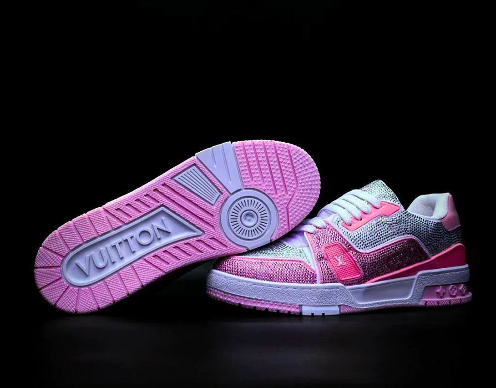 Louis Vuitton Trainer Pink White Crystales