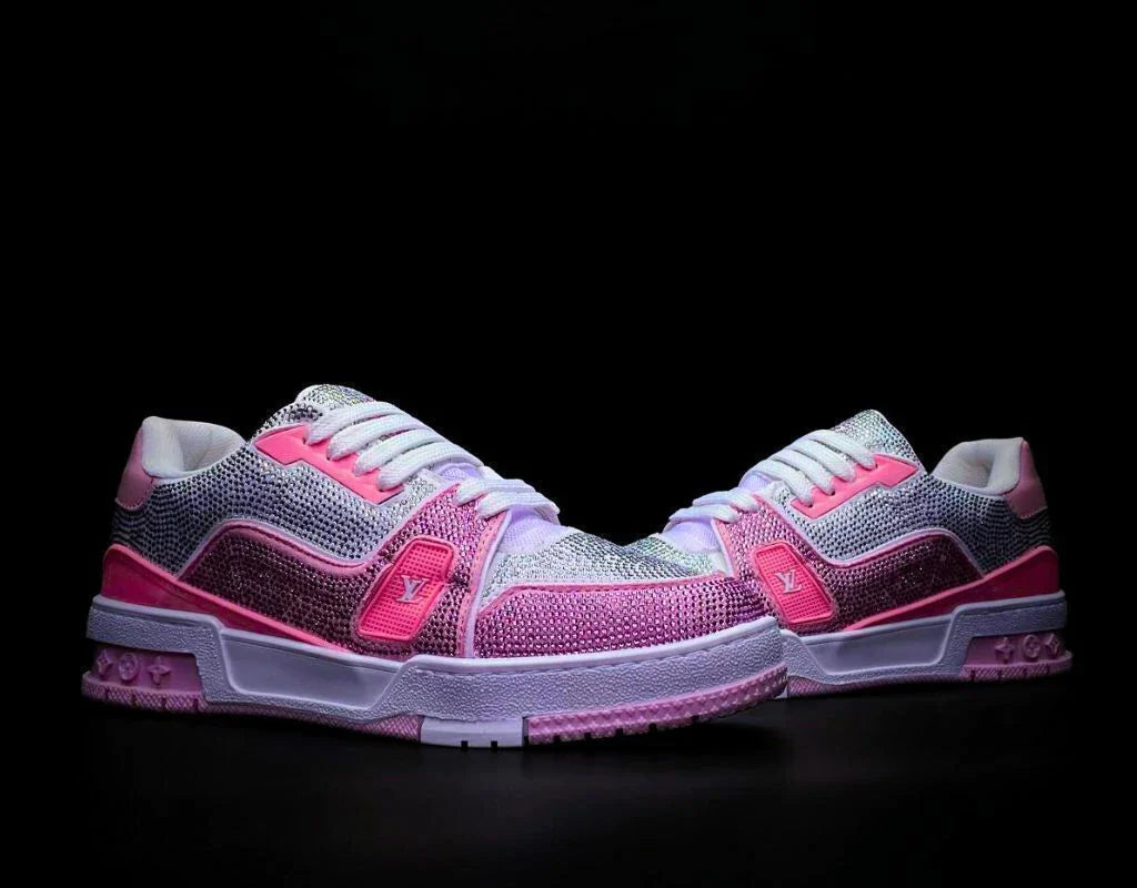 Louis Vuitton Trainer Pink White Crystales