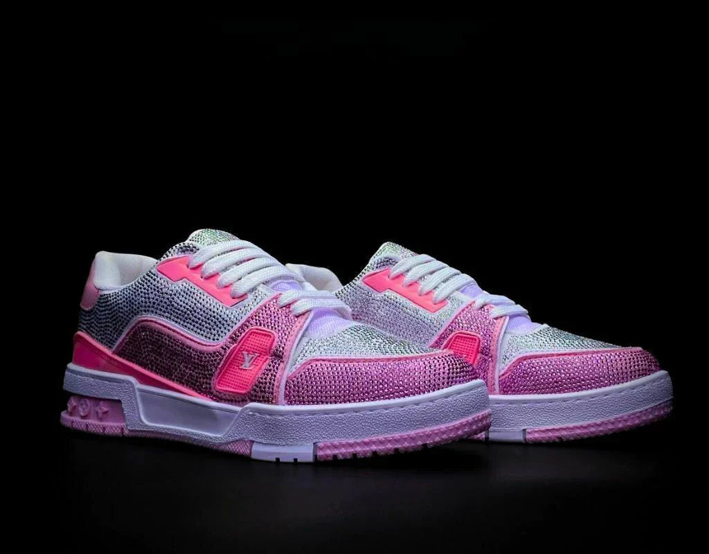 Louis Vuitton Trainer Pink White Crystales