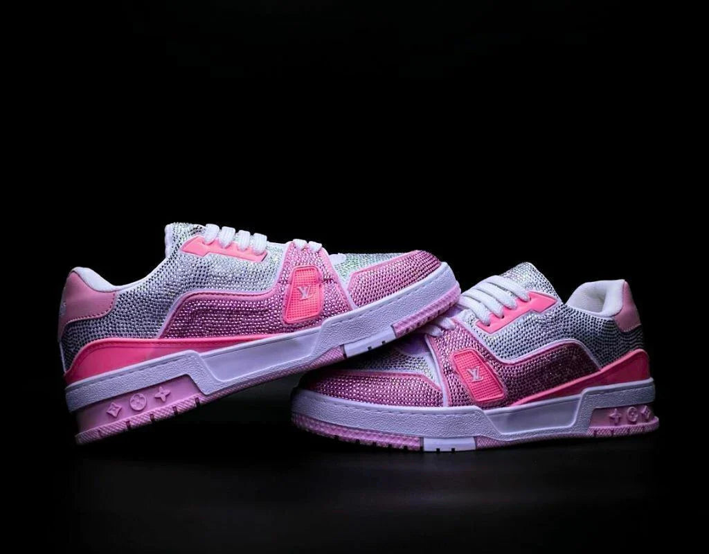 Louis Vuitton Trainer Pink White Crystales