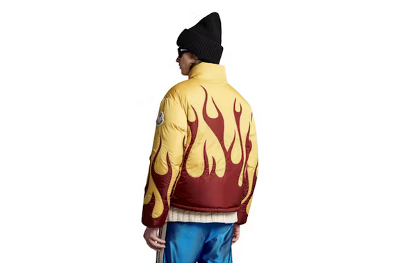 Moncler x Palm Angels Clancy Plumífero Corto Burdeos/Amarillo