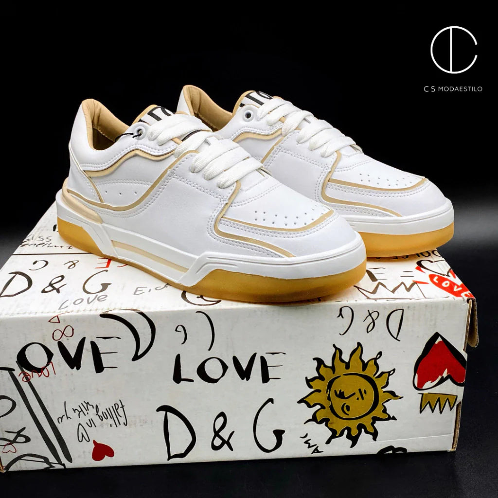 Tenis Dolce Gabbana Blanco Oro