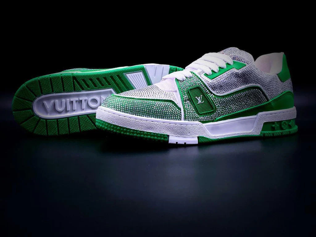 Louis Vuitton Trainer #54 Green White Crystales