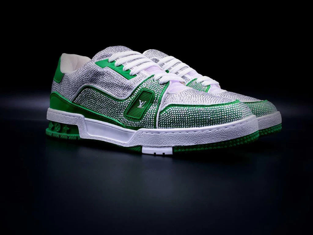 Louis Vuitton Trainer #54 Green White Crystales