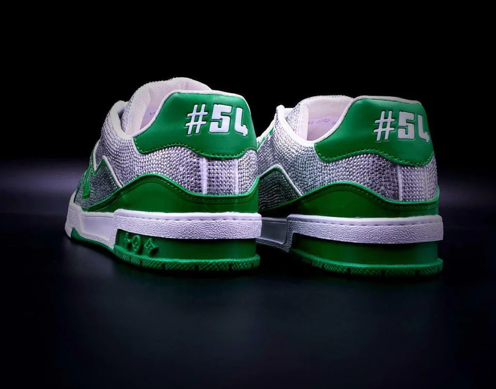 Louis Vuitton Trainer #54 Green White Crystales