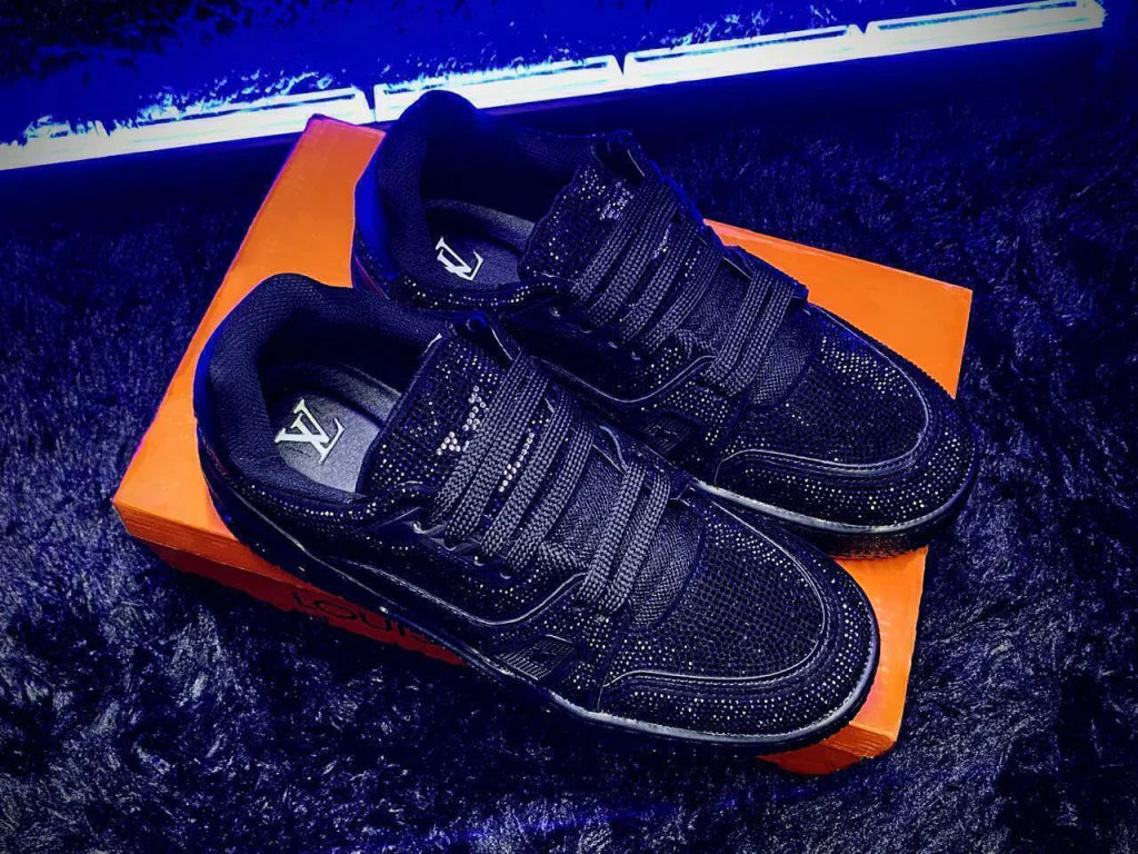 Louis Vuitton Trainer #54 Triple Black Crystales