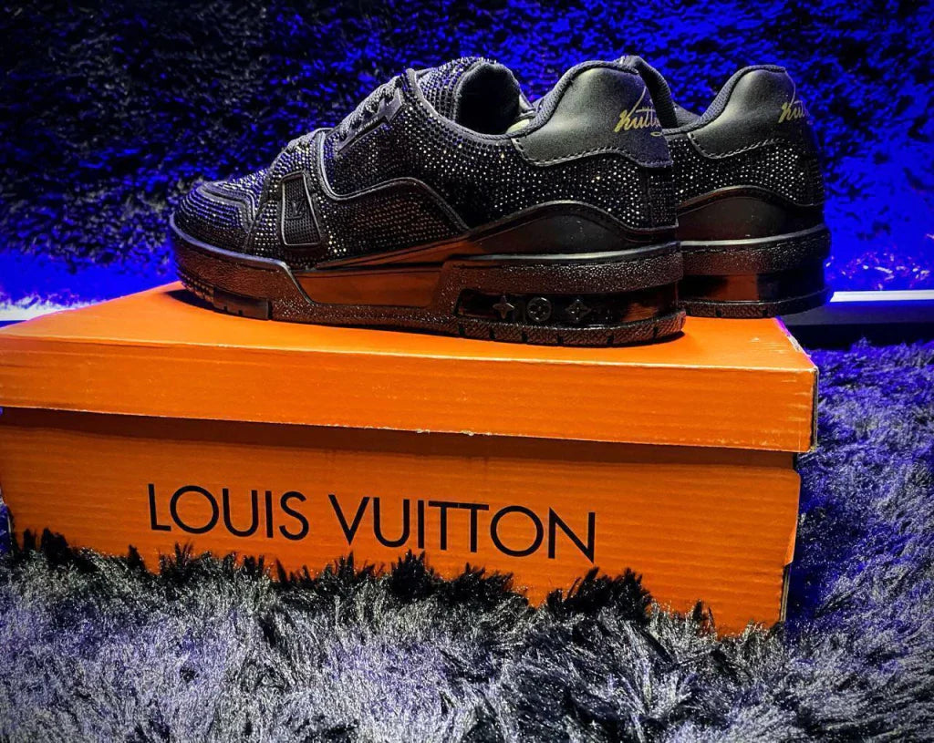 Louis Vuitton Trainer #54 Triple Black Crystales