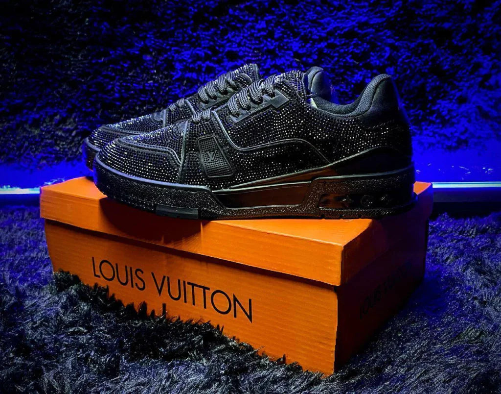Louis Vuitton Trainer #54 Triple Black Crystales
